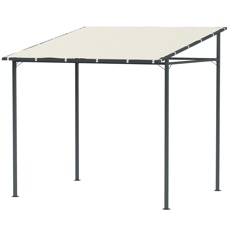 Best 2.4 x 2.4 m Wall Mounted Pergola Gazebo with PA Coating Fabric and Metal Frame, UPF30+, Lean to Garden Gazebo, Wind Resistant Outdoor Sun Shade Shelter for Garden, Deck, Cream White - Image 11