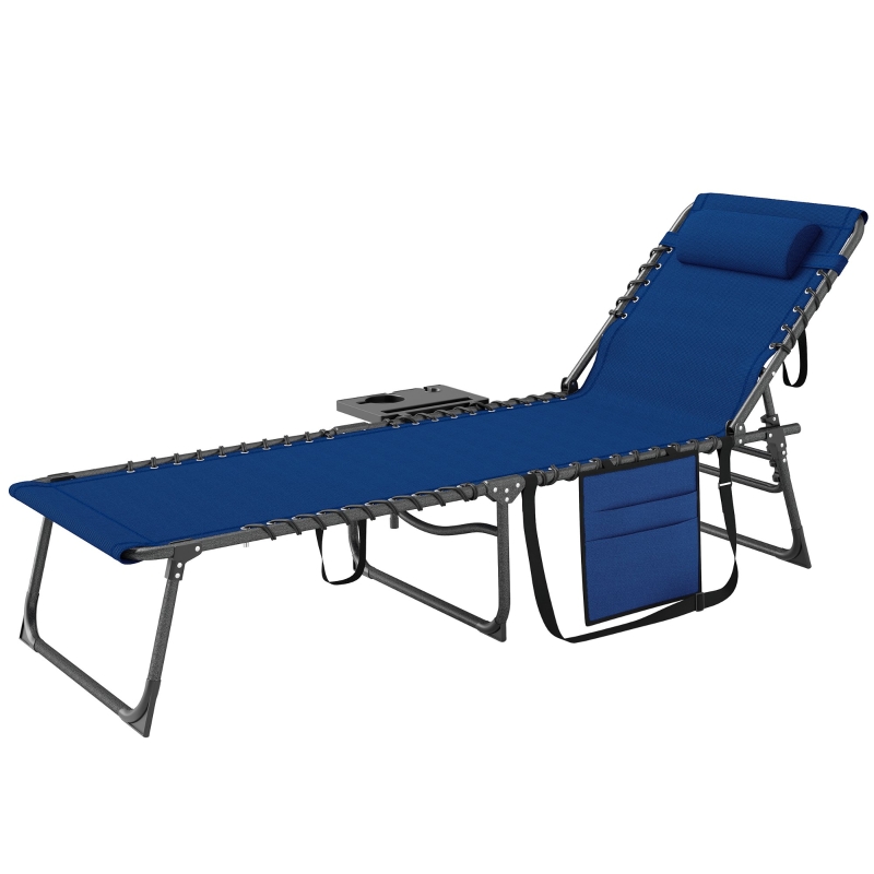 Best Five-Position Reclining Sun Lounger - Dark Blue - Image 11