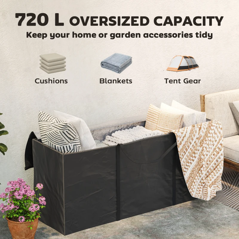 Best 720 L Outdoor Garden Cushion Storage Bag, Heavy Duty 600D Oxford Fabric Waterproof Garden Furniture Cushion Storage Bag with 2-Way Zip for Tent, Christmas Tree, 175 x 55 x 75 cm, Black - Image 5