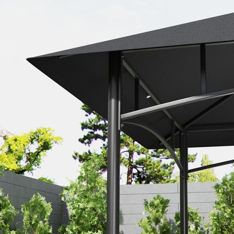 Best 150 x 240cm BBQ Grill Gazebo, with Shelves - Grey - Image 9