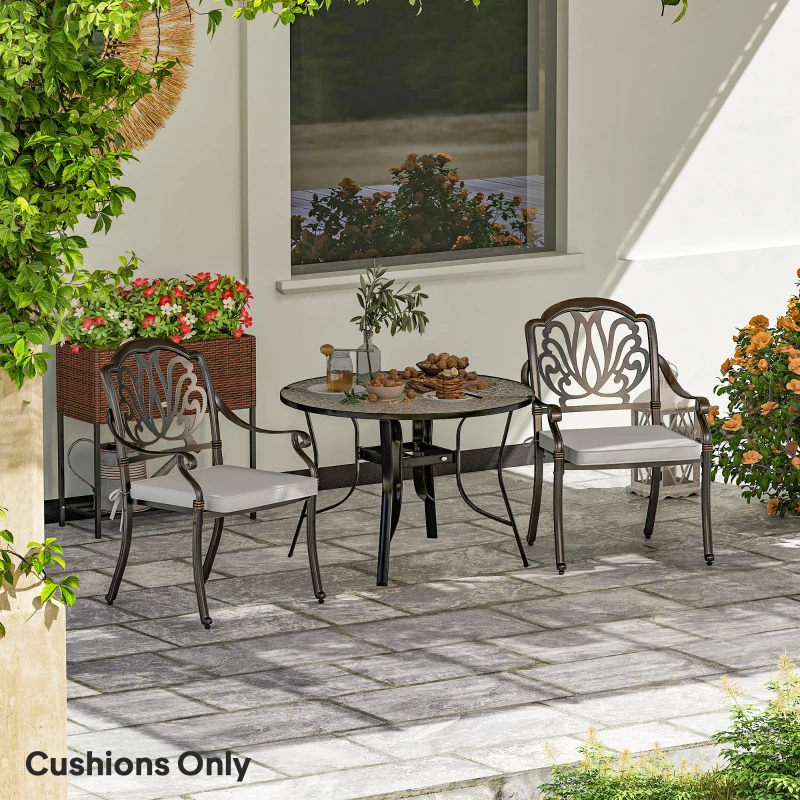 Best Set of 2 Garden Chair Cushions - Light Grey - Image 2