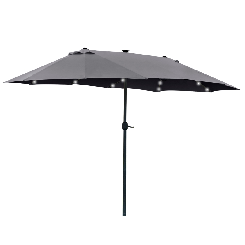 Best 4.4m Double-Sided Sun Umbrella Patio Parasol LED Solar Lights Dark Grey - Image 11
