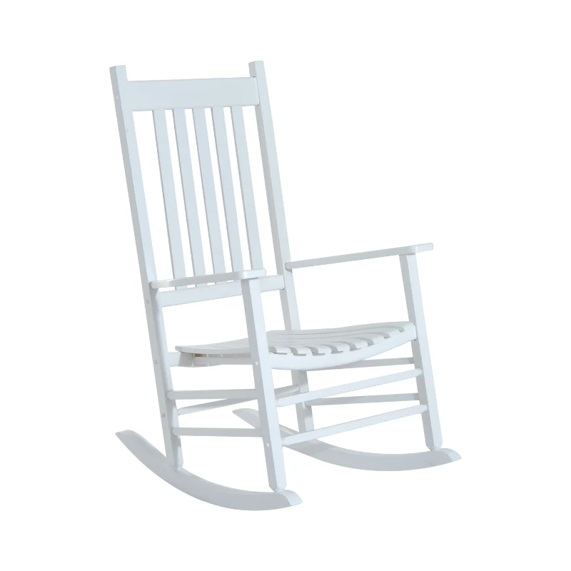 Best Outdoor Porch Rocking Chair Armchair Wooden Patio Rocker Balcony Deck Garden Seat White