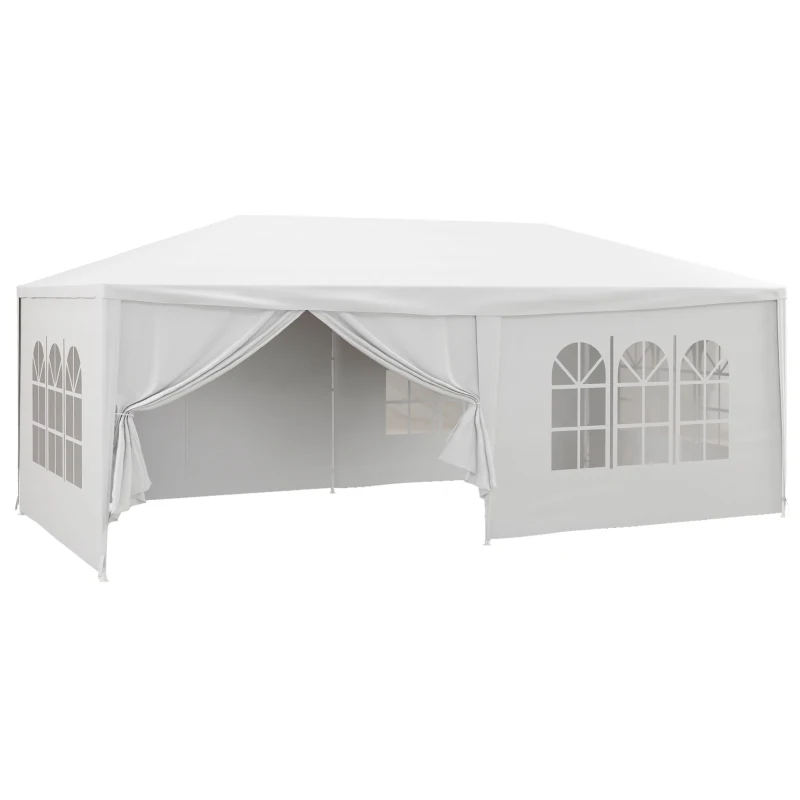 Best 6 x 3 m Party Tent Wedding Gazebo Outdoor Waterproof PE Canopy Shade with 6 Removable Side Walls