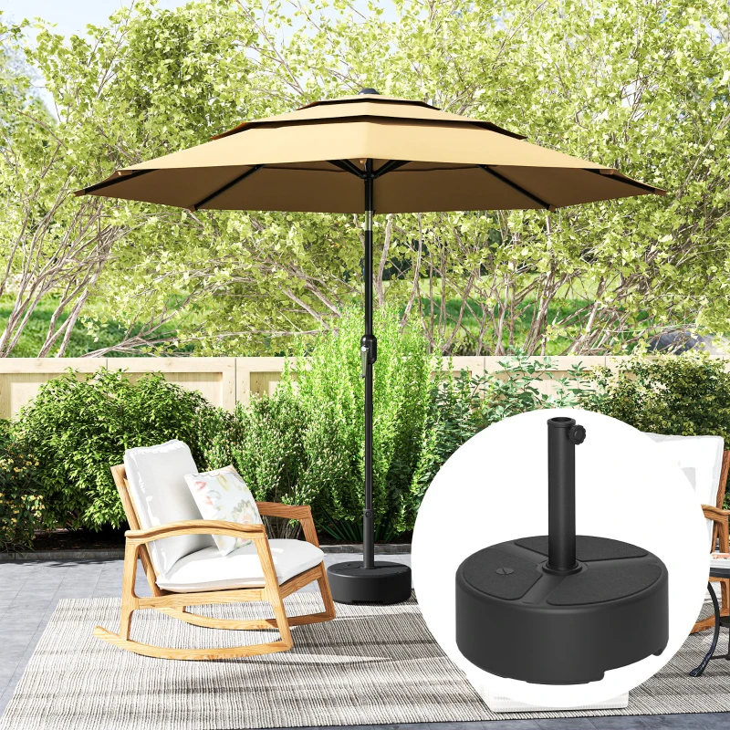 Best Round Garden Parasol Base, Garden Umbrella Stand Heavy Duty Parasol Base, Filled Up to 20kg with Stand or 18kg with Water for 38, 48 mm Poles, Black - Image 7