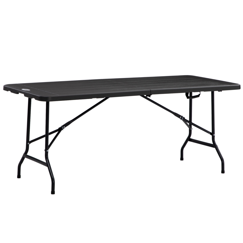 Best Folding Garden Dining Table for 6, Rectangular Outdoor Dining Table with HDPE Tabletop, Foldable Garden Table with Steel Frame for Balcony, Porch, Charcoal Grey - Image 10