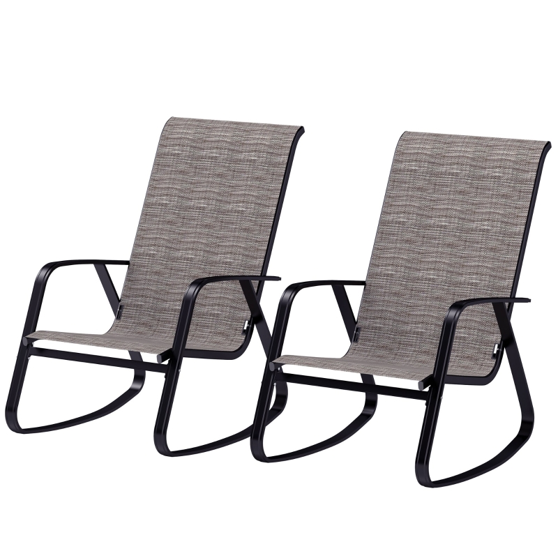 Best Garden Rocking Chairs Set of 2, Ergonomic Outdoor Rocking Chairs with Armrests, High Backrest, Steel Frame Relaxing Rocker Armchair Seats for Patio, Balcony, Porch, Light Brown - Image 11