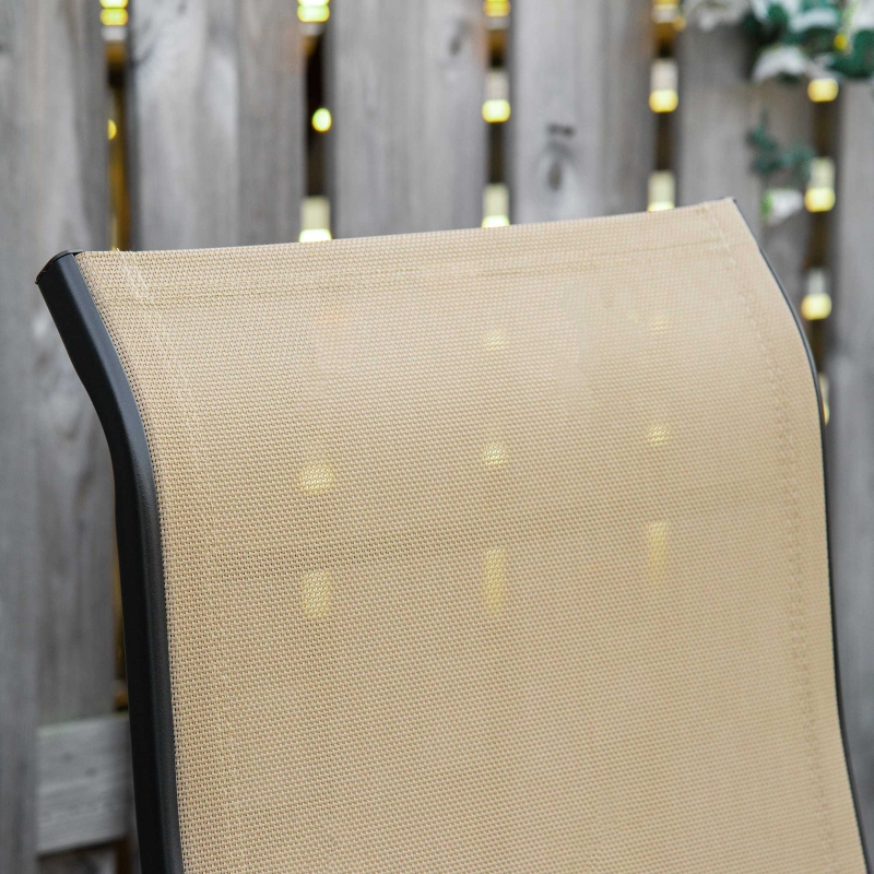 Outdoor Set of 2 Outdoor Sun Lounger 10-Position Adjustable Texteline Folding Reclining Chairs with Footrest for Patio Garden, Beige - Image 9