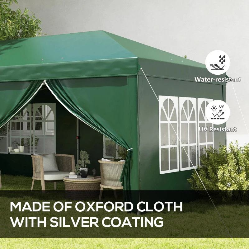 Best 3 x 6m Pop-Up Gazebo, with Curtain Walls and Windows - Dark Green - Image 4