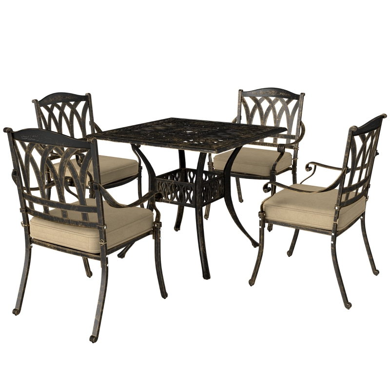 Best Five-Piece Cast Aluminium Garden Dining Set - Bronze Tone - Image 11