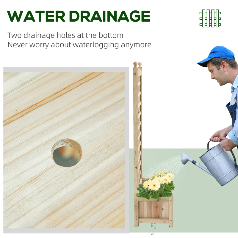 Best Garden Planters with Trellis for Climbing Vines, Wood Raised Beds for Garden, Flower Pot, Indoor Outdoor, Natural - Image 5