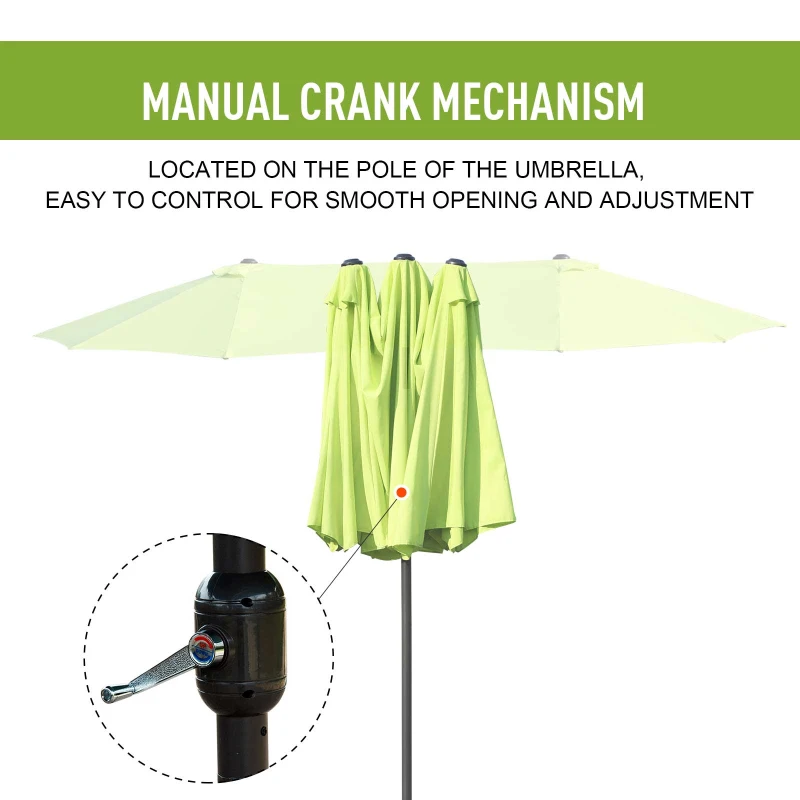Best Double-side Umbrella Parasol, Φ2.7x4.6Wx2.4H m-Grass Green - Image 5
