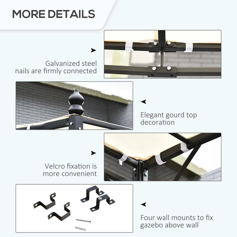 Best 3x3 m Wall Mounted Garden Porch-Black/Cream White - Image 5
