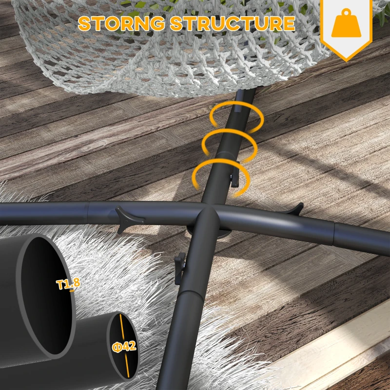 Best Hammock Chair Stand, Hanging Heavy Duty Metal Frame Hammock Stand with Chain, for Hanging Hammock Air Porch Swing Chair, Egg Cahir, Indoor & Outdoor Use, Black - Image 4