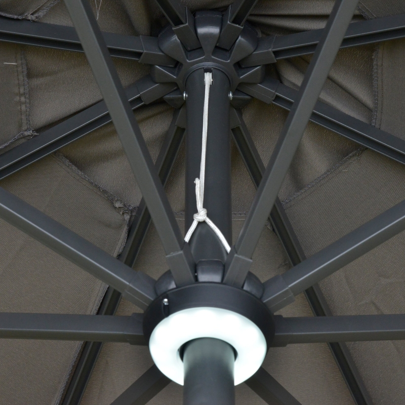 Best 2.7m Garden Parasol Sun Umbrella w/ LED Solar Light Angled Canopy Grey - Image 9