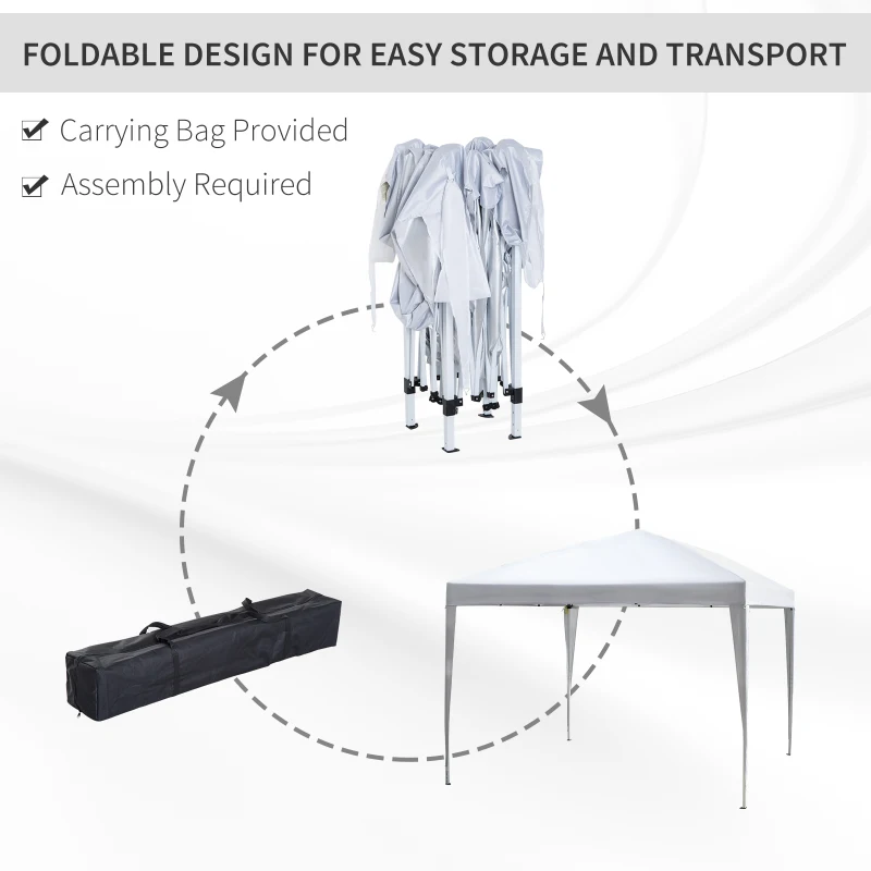 Best 3 x 3M Garden Pop Up Gazebo Height Adjustable Marquee Party Tent Wedding Canopy with Carrying Bag, White - Image 5
