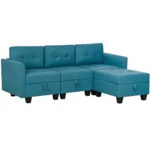 Best 'L' Shape Modular Sofa, with Storage - Light Blue