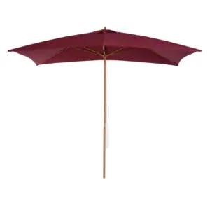 Best 2 x 3m Wooden Garden Parasol Umbrella Outdoor Sun Shade Canopy, Wine Red