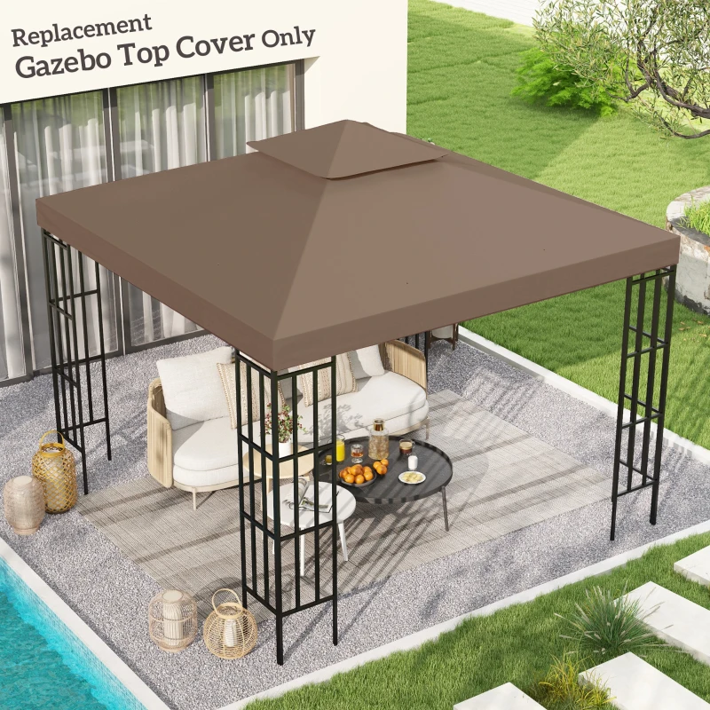 Best 3x3 m Double-Tier Canopy Top Replacement-Coffee - Image 2