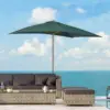 Best 2 x 3m Wooden Garden Parasol Umbrella Outdoor Sun Shade Canopy, Green - Image 2