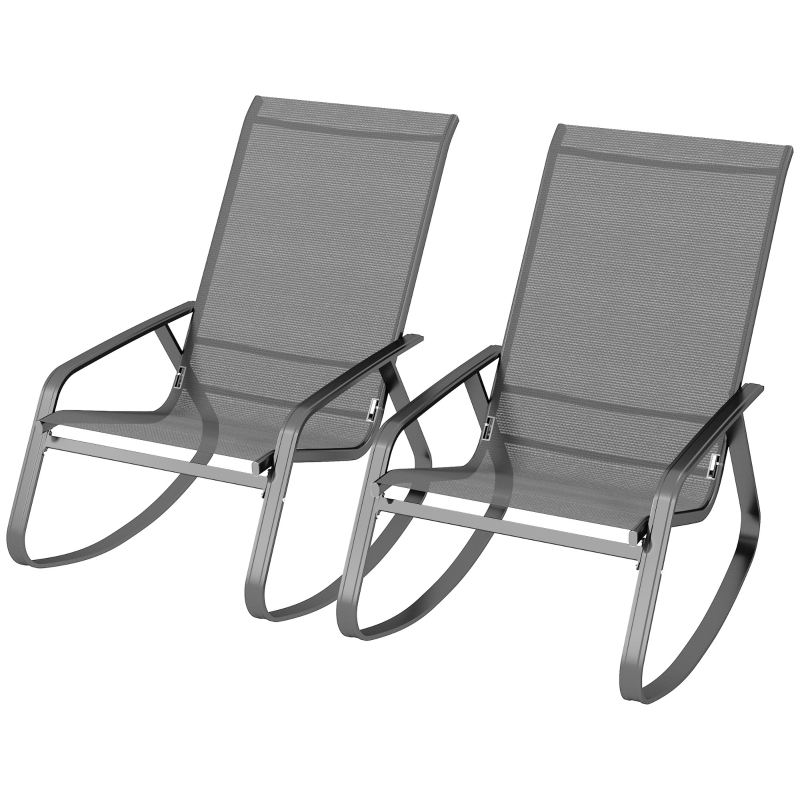 Best Set of Two Rocking Garden Chairs - Grey - Image 11