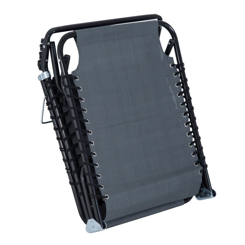 Best Foldable Sun Lounger, Outdoor 4 Level Adjustable Backrest Reclining Chaise Chair, Steel Frame Recliner Chair for Camping, Hiking, Grey - Image 8