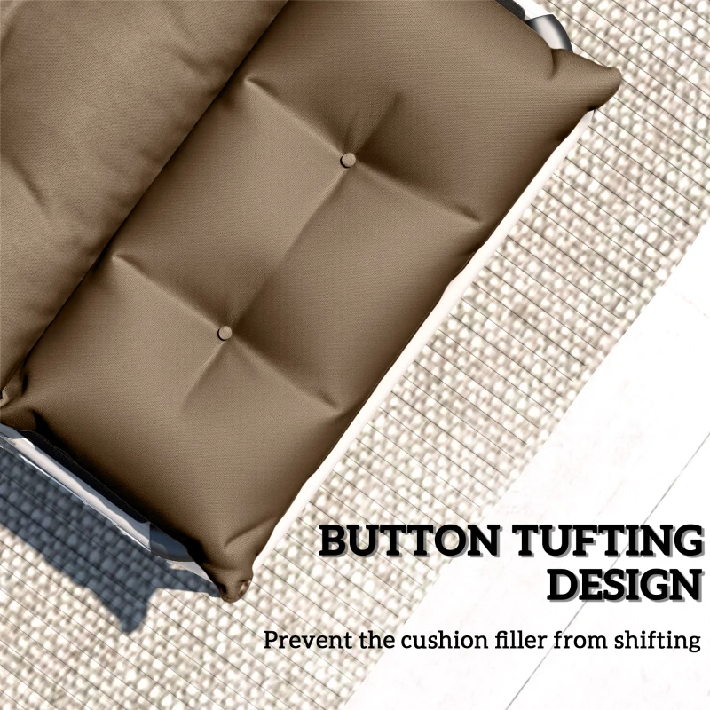 Best Set of Two 190 x 56cm Sun Lounger Cushions - Khaki - Image 6