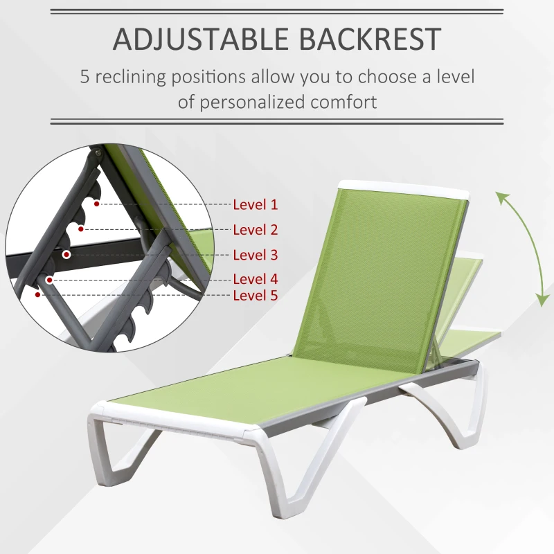 Best Aluminium Frame Sun Lounger, with Adjustable Back - Green - Image 4