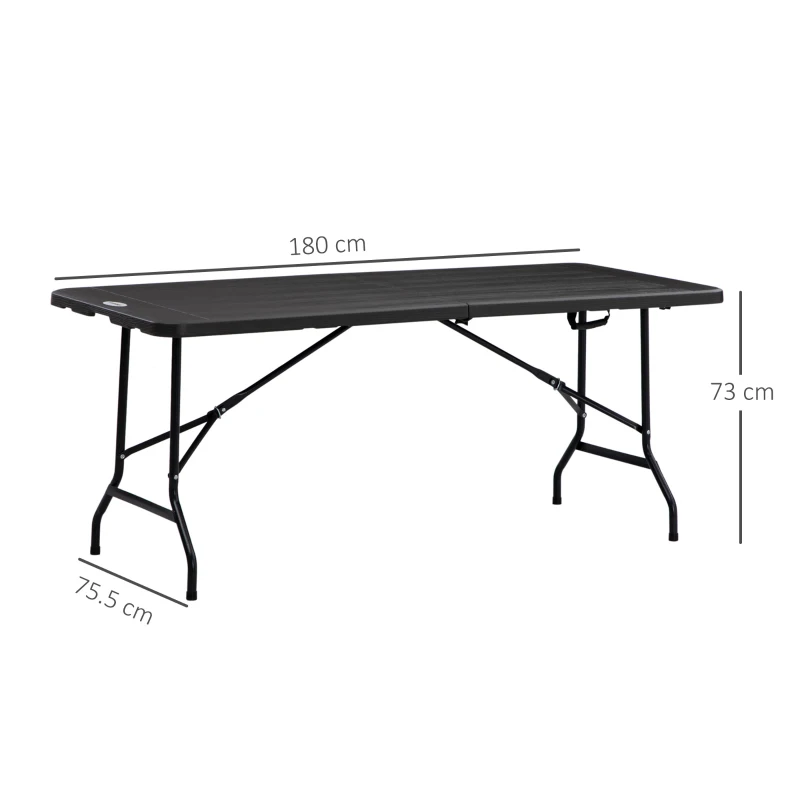 Best Folding Garden Dining Table for 6, Rectangular Outdoor Dining Table with HDPE Tabletop, Foldable Garden Table with Steel Frame for Balcony, Porch, Charcoal Grey - Image 3