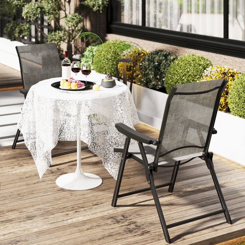 Best Set of Two Folding Outdoor Chairs - Black/Grey - Image 10