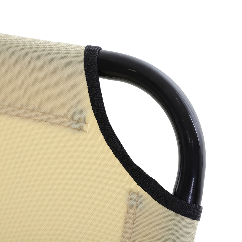 Best Foldable Sun Lounger with 5-Position Adjustable Backrest, Outdoor Portable Recliner Chaise Lounge Chair with Breathable Mesh Fabric, Beige - Image 9