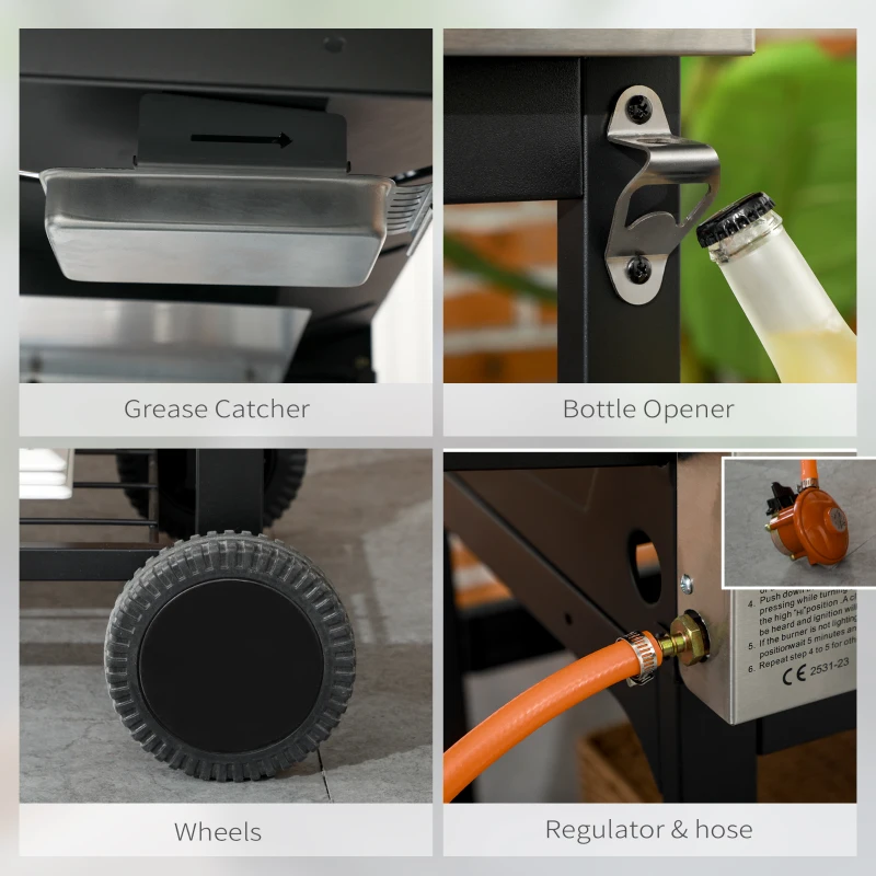 Best 15kW Deluxe Duo Gas BBQ, with Grill, Plancha and Side Burner - Black - Image 8