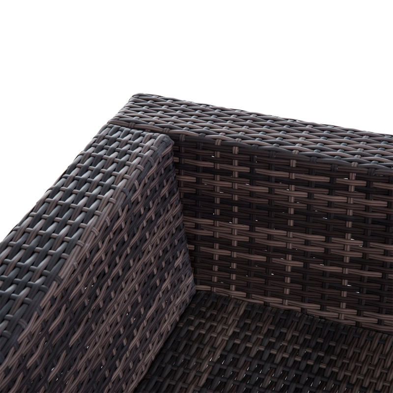 Best 6 PC Rattan Sofa Coffee Table Set Sectional Wicker Weave Furniture for Garden Outdoor Conservatory w/ Pillow Cushion Brown - Image 9