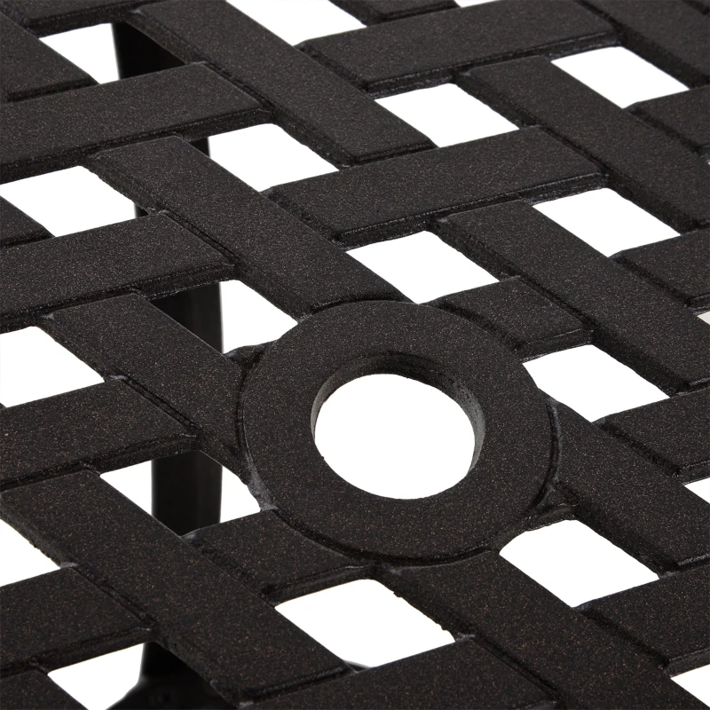 Best 3 Pieces Garden Dining Set for 2, Cast Aluminium Outdoor Dining Set with 2 Armchairs and Round Dining Table with Parasol Hole, Garden Furniture Set, Brown - Image 8