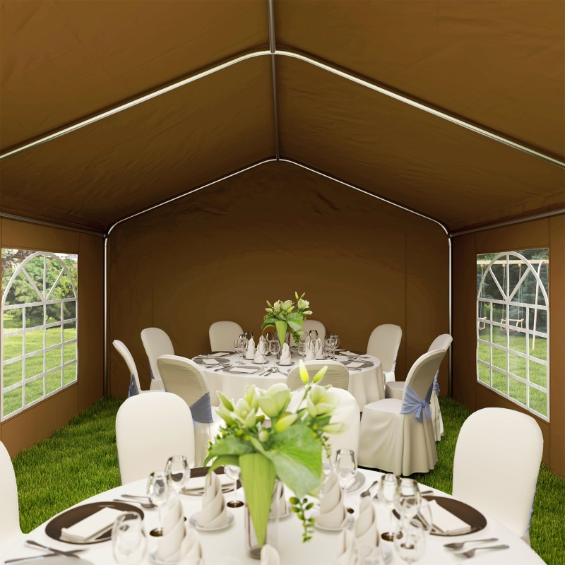 Best 6m x 4m Marquee Party Tent Wedding Canopy, Pop Up Gazebo with Sidewalls, Doors, Windows, Galvanised Garden Gazebo for Parties Events, Yellow - Image 9