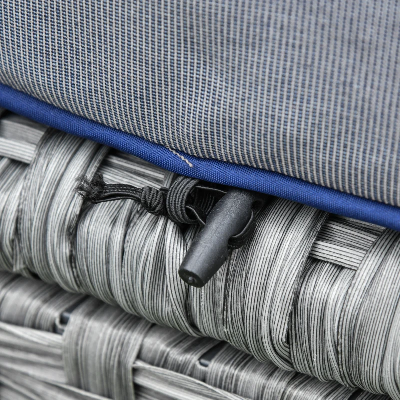 Best 6 Pieces Rattan Garden Furniture Set, 6 Seater Garden Sofa Set with Glass Top Dining Table, Loveseat, 2 Armchairs and Ottomans, Wicker Outdoor Conservatory Furniture for Patio, Grey - Image 8