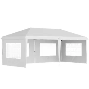 Best 3 x 6m Pop Up Gazebo, Height Adjustable Marquee Party Tent with Sidewalls and Storage Bag, White