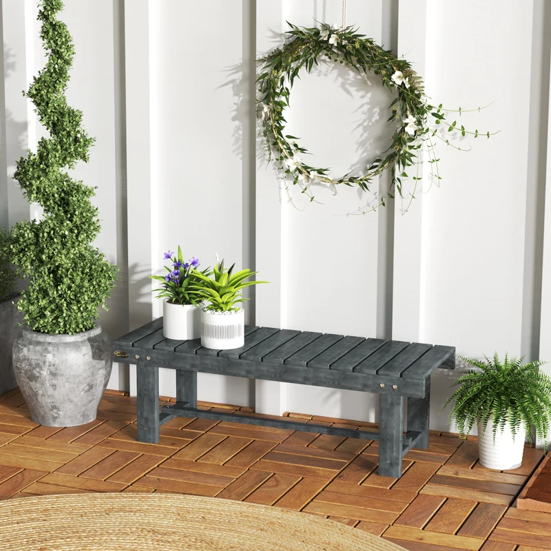 Best 2-Seater Garden Wooden Bench, Grey - Image 2