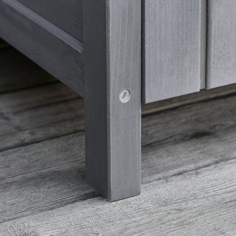 Best Wooden Garden Storage Shed Utility Gardener Cabinet w/ 3 Shelves, Tilted-felt Roof and Two Lockable Doors, 79cm x 49cm x 191.5cm, Dark Grey - Image 10