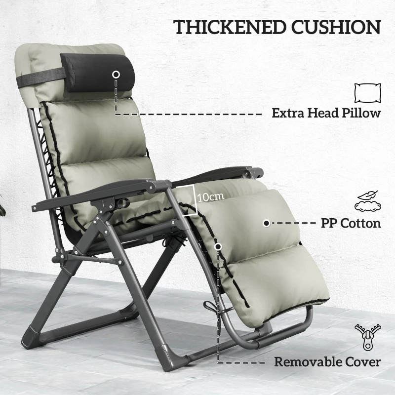 Best Set of Two Reclining Sun Loungers, with Cushion - Grey - Image 6