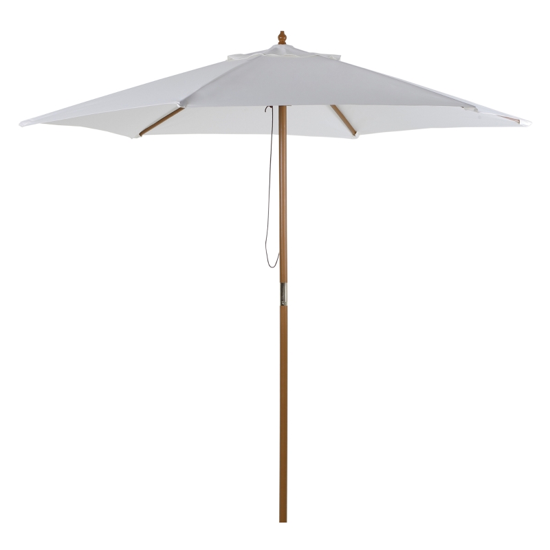 Best 2.5m Patio Umbrella, Wood Garden Parasol, Sun Shade with 6 Ribs and Top Vent for Outdoor, White - Image 11