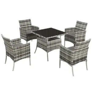 Best Five-Pieces Rattan Dining Set - Mixed Grey