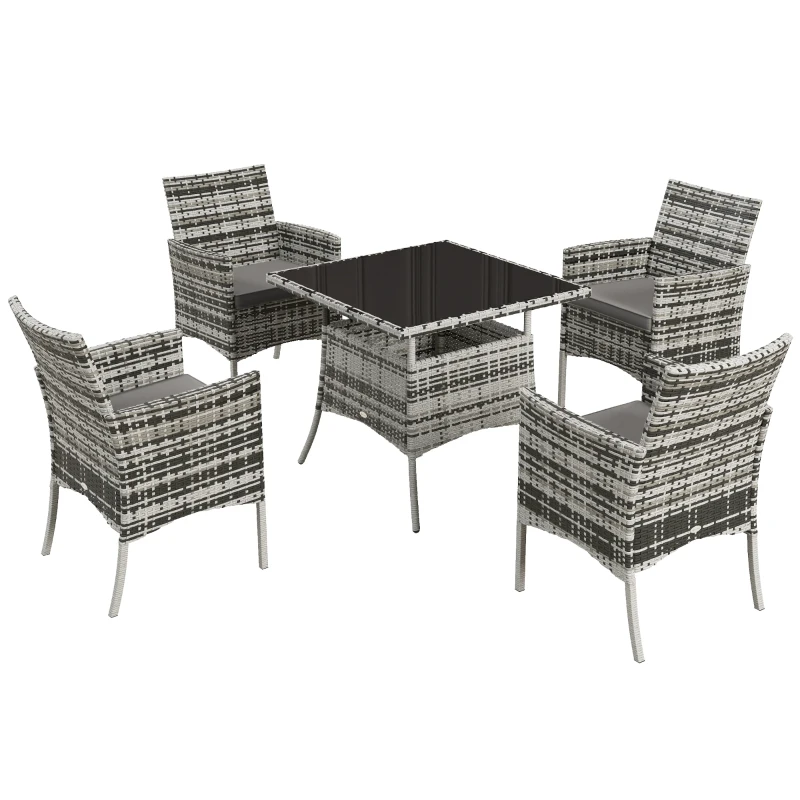 Best Five-Pieces Rattan Dining Set - Mixed Grey