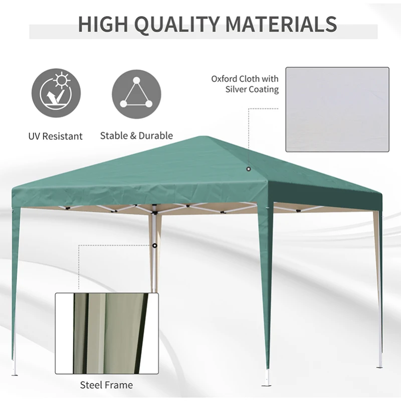 Best 3 x 3M Garden Pop Up Gazebo Height Adjustable Marquee Party Tent Wedding Canopy with Carrying Bag, Green - Image 4