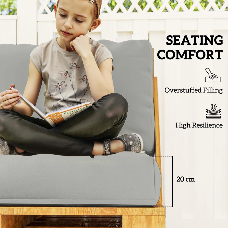 Best 2 Seater Pallet Furniture Cushions Pallet Cushions, UPF20+ 220gsm Fabric, 20 cm Thick Outdoor Seat Pads, Light Grey - Image 4