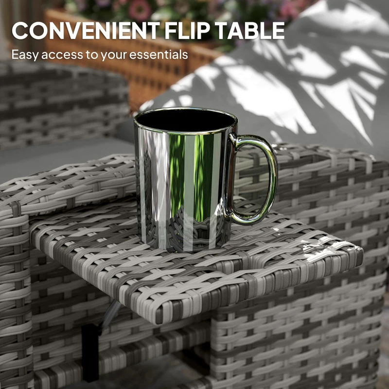 Best 145° Reclining Rattan Armchair, with Footrest - Mixed Grey/Grey - Image 6