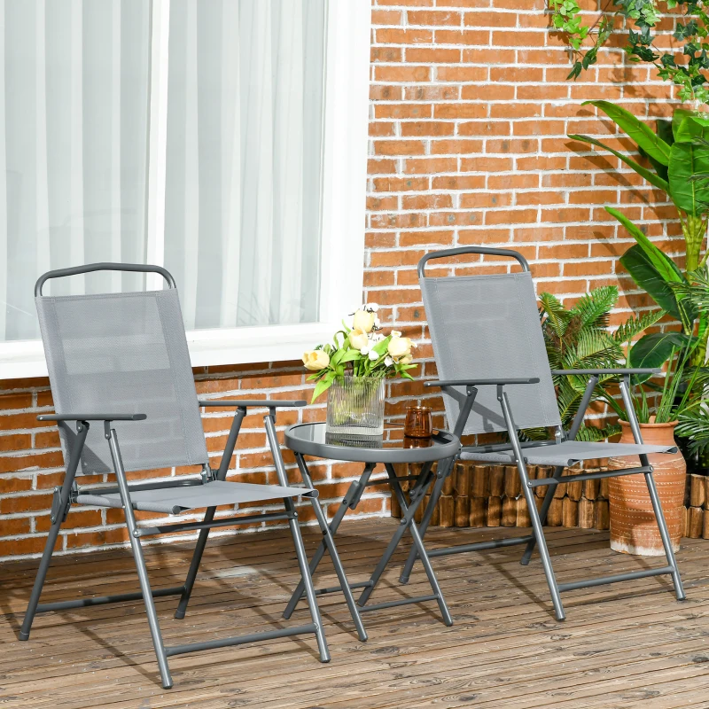 Best Three-Piece Garden Seat Set, with Glass-Top Table - Light Grey - Image 2