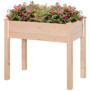 Best Garden Wooden Planters, Rectangular Raised Bed,Flower Box, Fir Wood Indoor/Outdoor, Oak Tone, 86L x 46W x 76Hcm