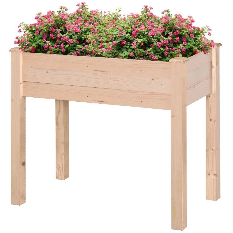 Best Garden Wooden Planters, Rectangular Raised Bed,Flower Box, Fir Wood Indoor/Outdoor, Oak Tone, 86L x 46W x 76Hcm