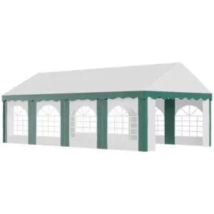 Best 8 x 4m Garden Gazebo with Sides, Galvanised Marquee Party Tent with Eight Windows and Double Doors, for Parties, Wedding and Events